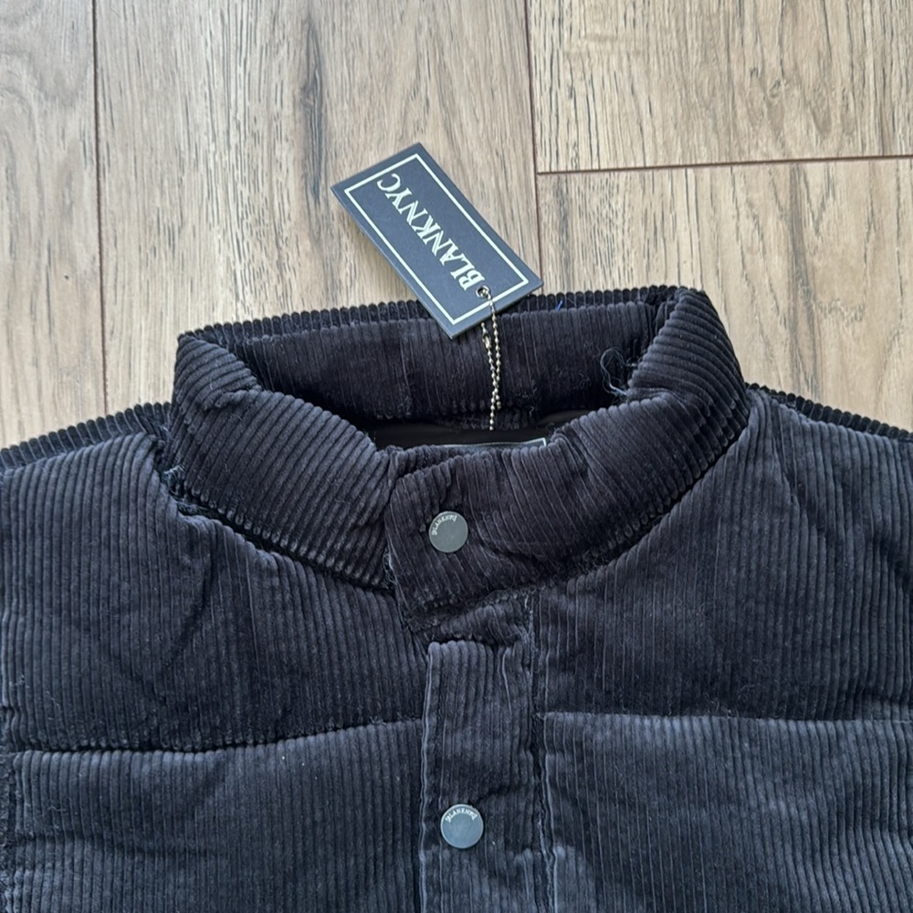NWT Blank NYC Black Corduroy Sleeveless Puffer Jacket Women’s XL - Picture 3 of 5